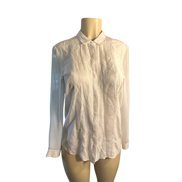 Women S The Kooples Cream White Button-Down 100% Silk Blouse Shirt Top Long Slv - Picture 2 of 7